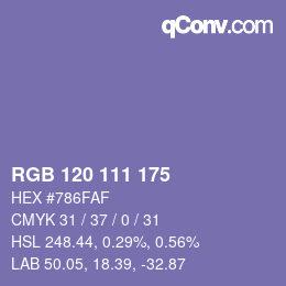 カラーコード: RGB 120 111 175 | qconv.com