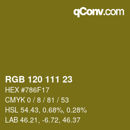 颜色代码: RGB 120 111 23 | qconv.com
