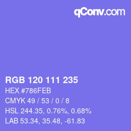 カラーコード: RGB 120 111 235 | qconv.com
