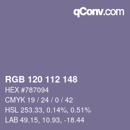 颜色代码: RGB 120 112 148 | qconv.com