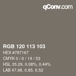 カラーコード: RGB 120 113 103 | qconv.com