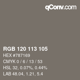 カラーコード: RGB 120 113 105 | qconv.com