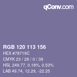 カラーコード: RGB 120 113 156 | qconv.com