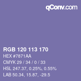 Color code: RGB 120 113 170 | qconv.com