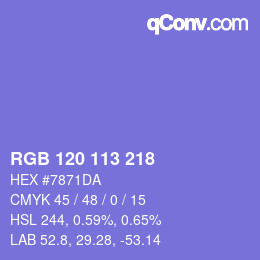 Color code: RGB 120 113 218 | qconv.com