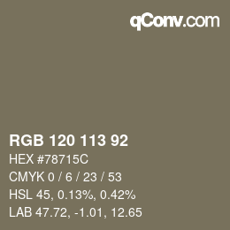 Code couleur: RGB 120 113 92 | qconv.com