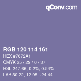 Color code: RGB 120 114 161 | qconv.com