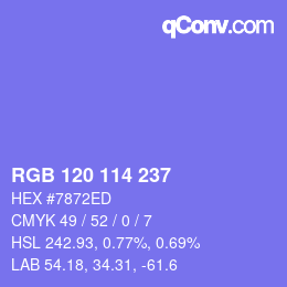 Color code: RGB 120 114 237 | qconv.com
