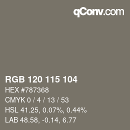 カラーコード: RGB 120 115 104 | qconv.com