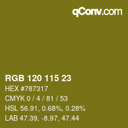 颜色代码: RGB 120 115 23 | qconv.com