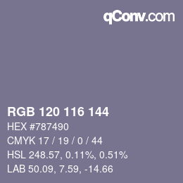 Color code: RGB 120 116 144 | qconv.com