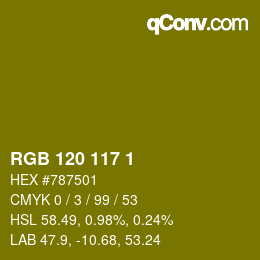 Color code: RGB 120 117 1 | qconv.com