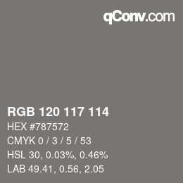 Código de color: RGB 120 117 114 | qconv.com
