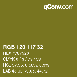 Color code: RGB 120 117 32 | qconv.com