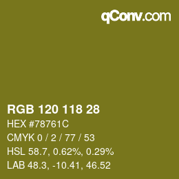 Farbcode: RGB 120 118 28 | qconv.com