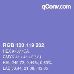Color code: RGB 120 119 202 | qconv.com