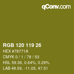 Color code: RGB 120 119 26 | qconv.com