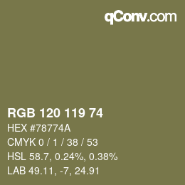 Código de color: RGB 120 119 74 | qconv.com