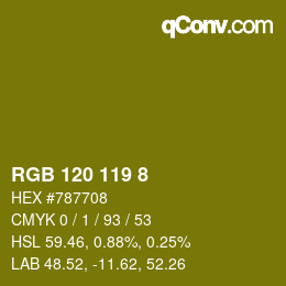 Color code: RGB 120 119 8 | qconv.com