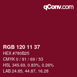 カラーコード: RGB 120 11 37 | qconv.com