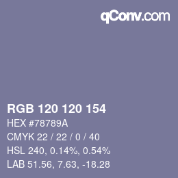Color code: RGB 120 120 154 | qconv.com