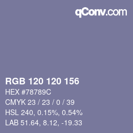 颜色代码: RGB 120 120 156 | qconv.com