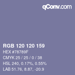 Color code: RGB 120 120 159 | qconv.com