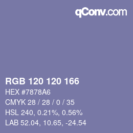 颜色代码: RGB 120 120 166 | qconv.com