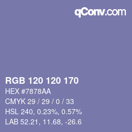 Color code: RGB 120 120 170 | qconv.com