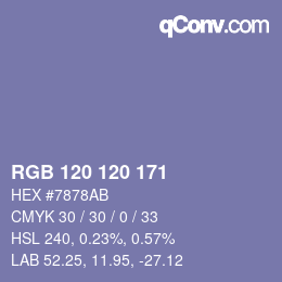 颜色代码: RGB 120 120 171 | qconv.com