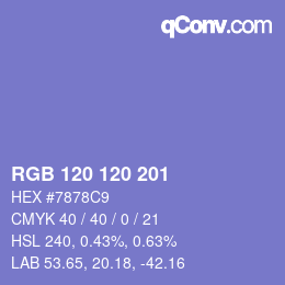 颜色代码: RGB 120 120 201 | qconv.com