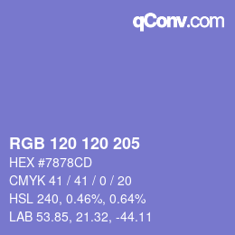 カラーコード: RGB 120 120 205 | qconv.com