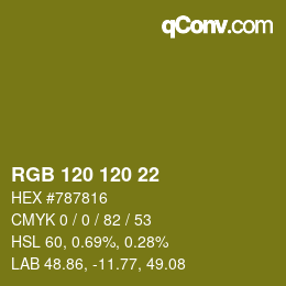 カラーコード: RGB 120 120 22 | qconv.com