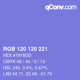 Color code: RGB 120 120 221 | qconv.com