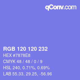 颜色代码: RGB 120 120 232 | qconv.com