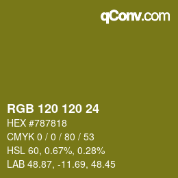 カラーコード: RGB 120 120 24 | qconv.com