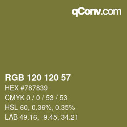 カラーコード: RGB 120 120 57 | qconv.com