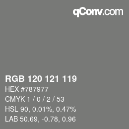 Color code: RGB 120 121 119 | qconv.com