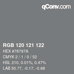 Farbcode: RGB 120 121 122 | qconv.com