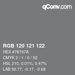 颜色代码: RGB 120 121 122 | qconv.com
