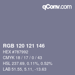 Farbcode: RGB 120 121 146 | qconv.com