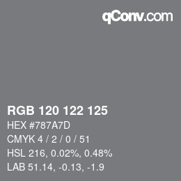 颜色代码: RGB 120 122 125 | qconv.com