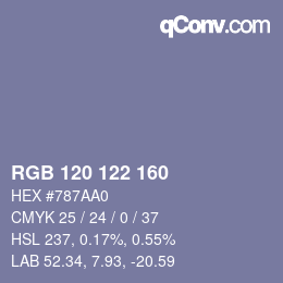 Color code: RGB 120 122 160 | qconv.com