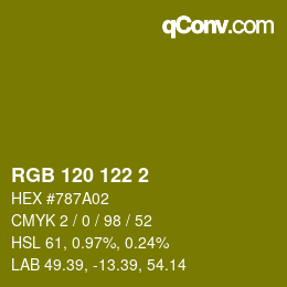 カラーコード: RGB 120 122 2 | qconv.com