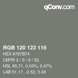 Código de color: RGB 120 123 116 | qconv.com