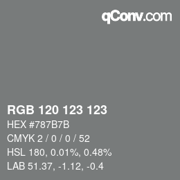 Farbcode: RGB 120 123 123 | qconv.com