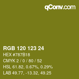 Color code: RGB 120 123 24 | qconv.com