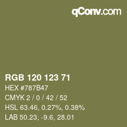 カラーコード: RGB 120 123 71 | qconv.com
