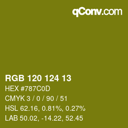 カラーコード: RGB 120 124 13 | qconv.com