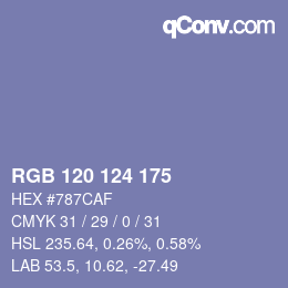 Color code: RGB 120 124 175 | qconv.com